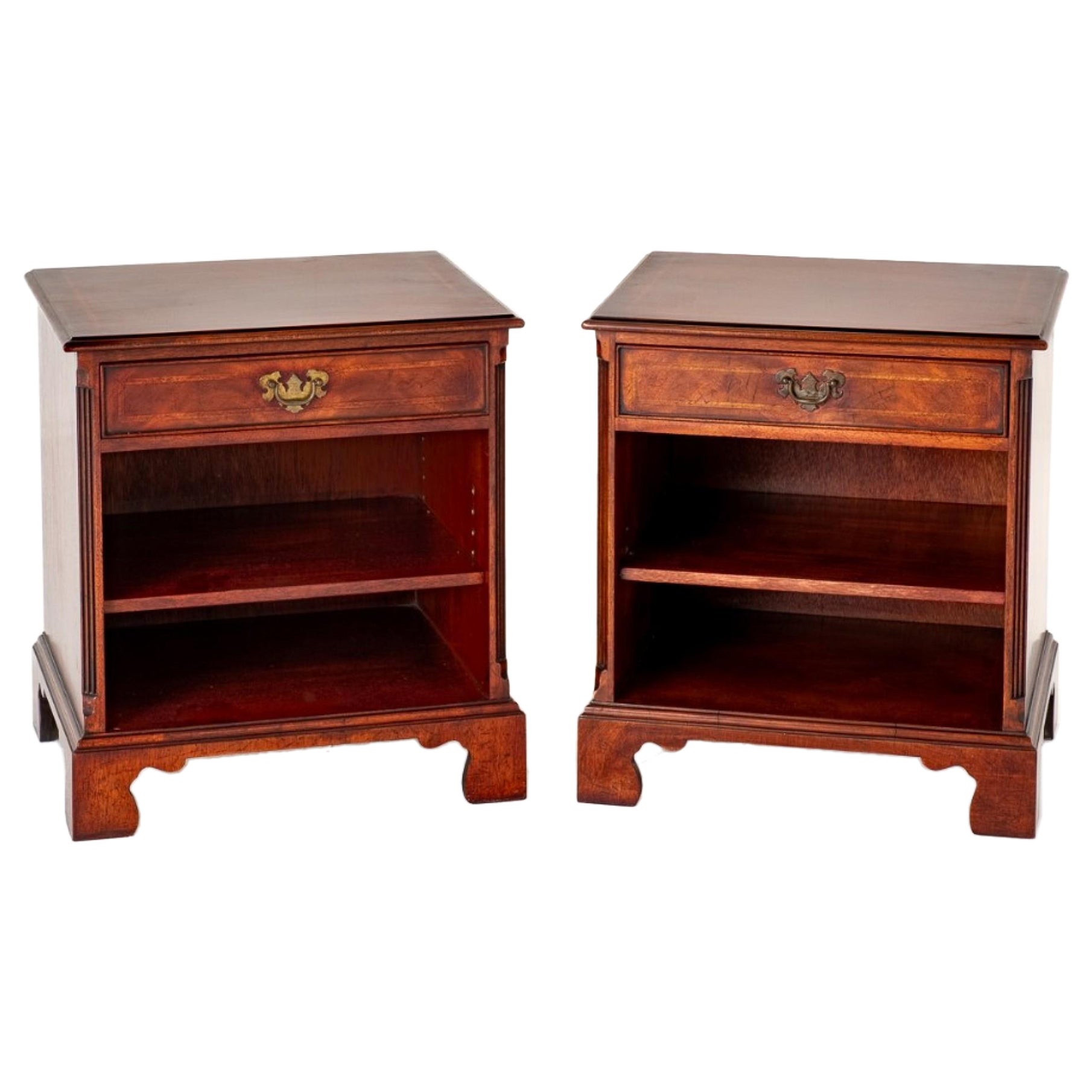 Pair Georgian Revival Bedside Chests Nightstands For Sale