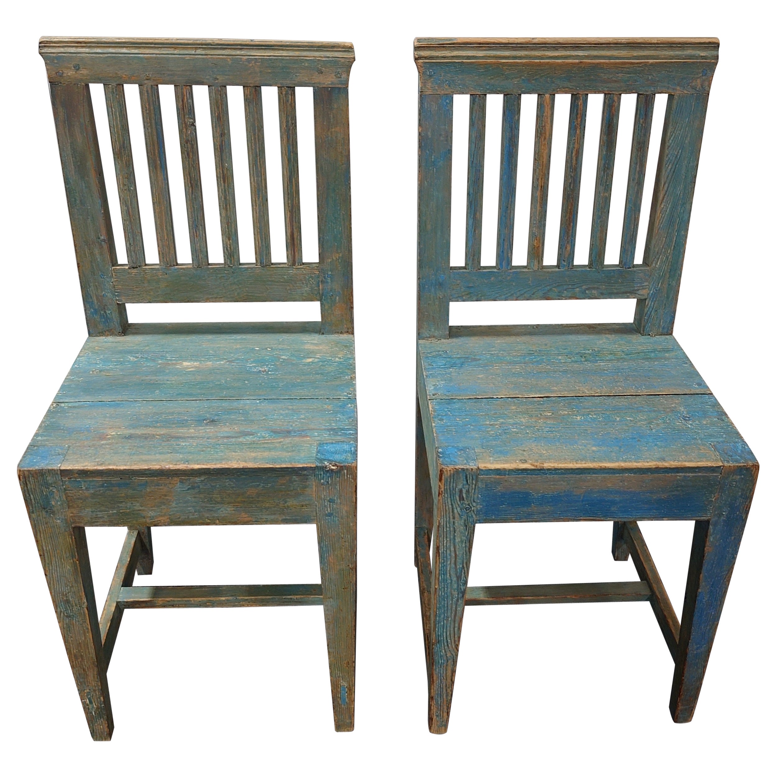 19th Century Swedish Folk Art chairs with original paint For Sale