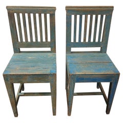 19th Century Swedish Folk Art chairs with original paint