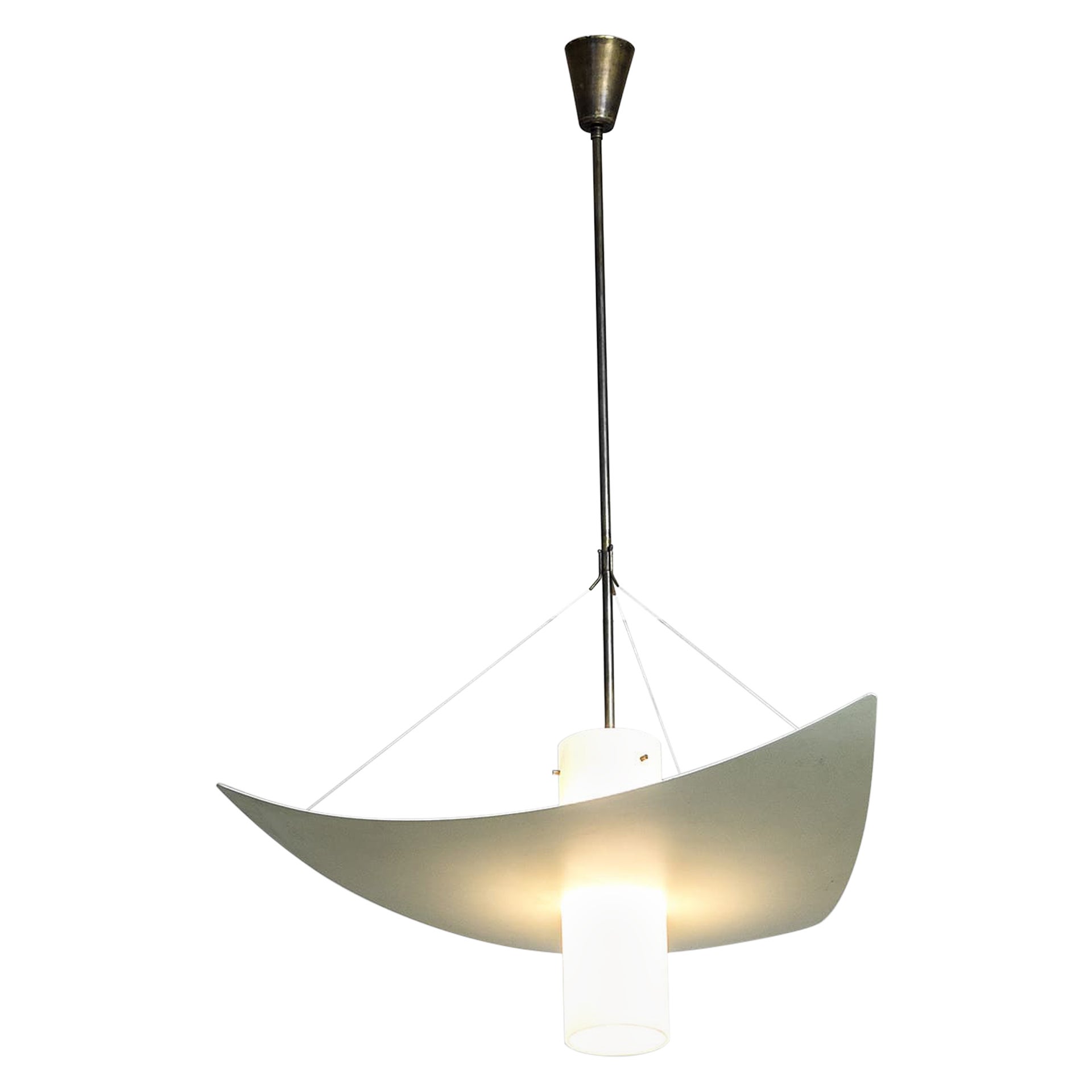 20th Century Angelo Lelii for Arredoluce Chandelier mod. Vela, 50s  For Sale