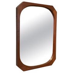 Used Italian mid-century modern Octagonal Wooden wall mirror, 1960s