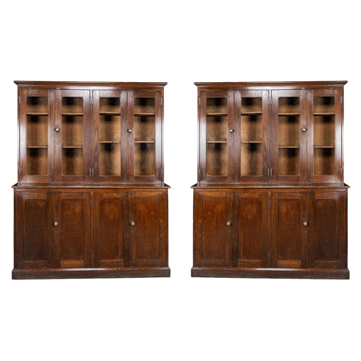 Pair Of 20th Century Large Victorian Oak Bookcase c.1900
