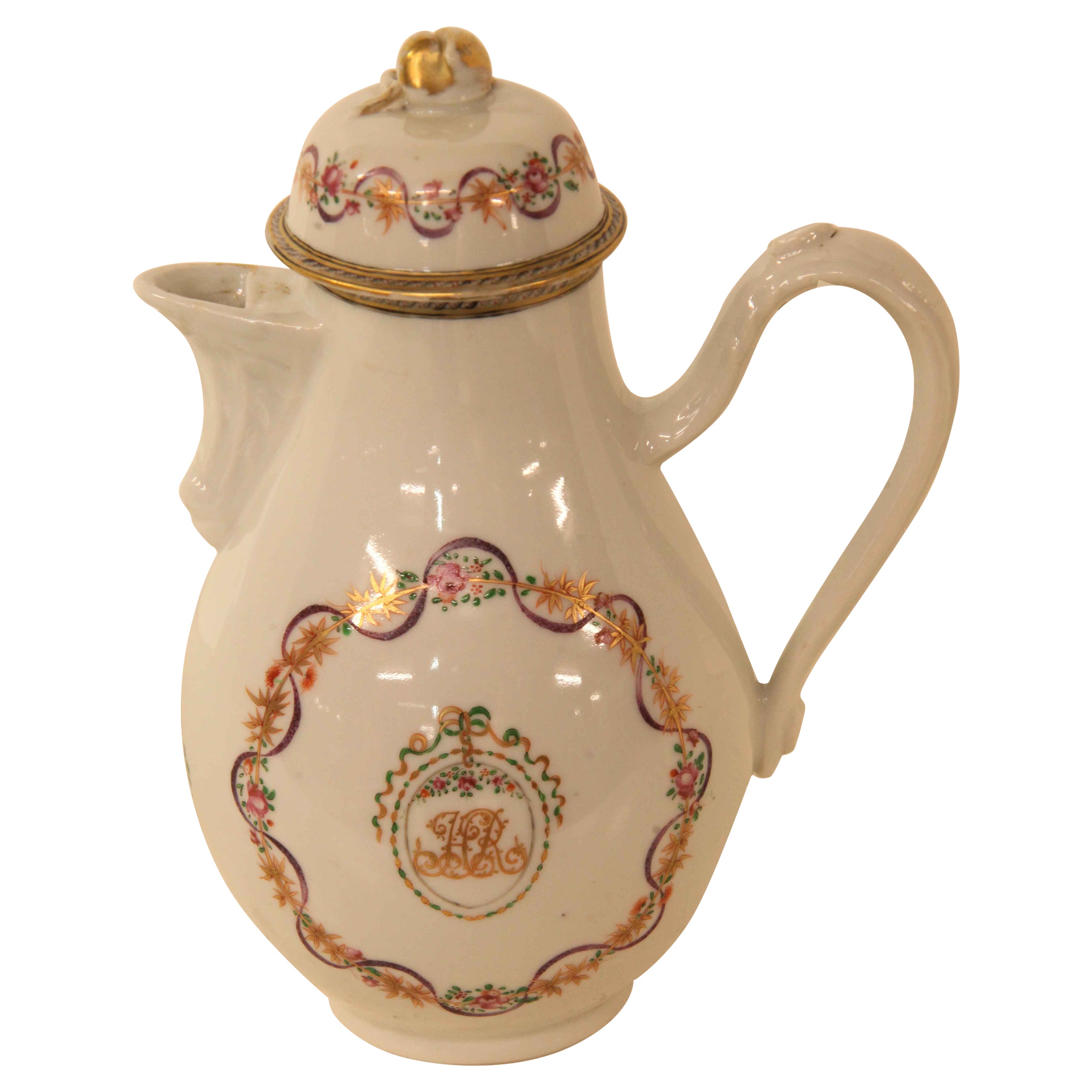 Chinese Export Armorial Teapot For Sale