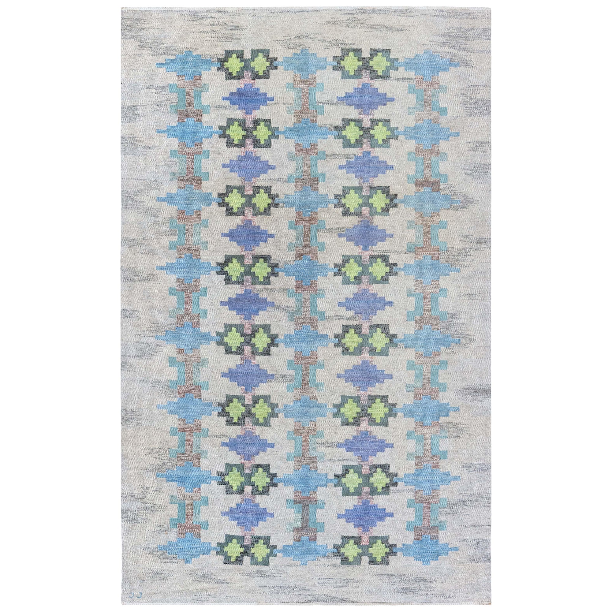 Vintage Swedish Flat Woven Rug by Judith Johansson