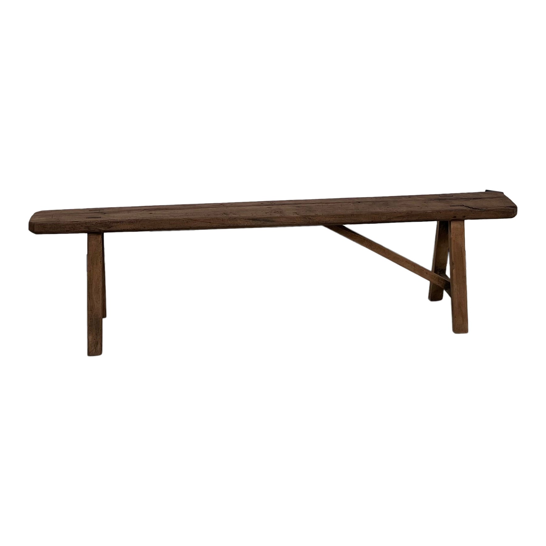 Antique French farm bench in solid oak (1950s) For Sale