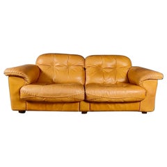 De Sede DS-101 Reclining Two Seater Sofa Tan Brown Leather Mid Century Retro