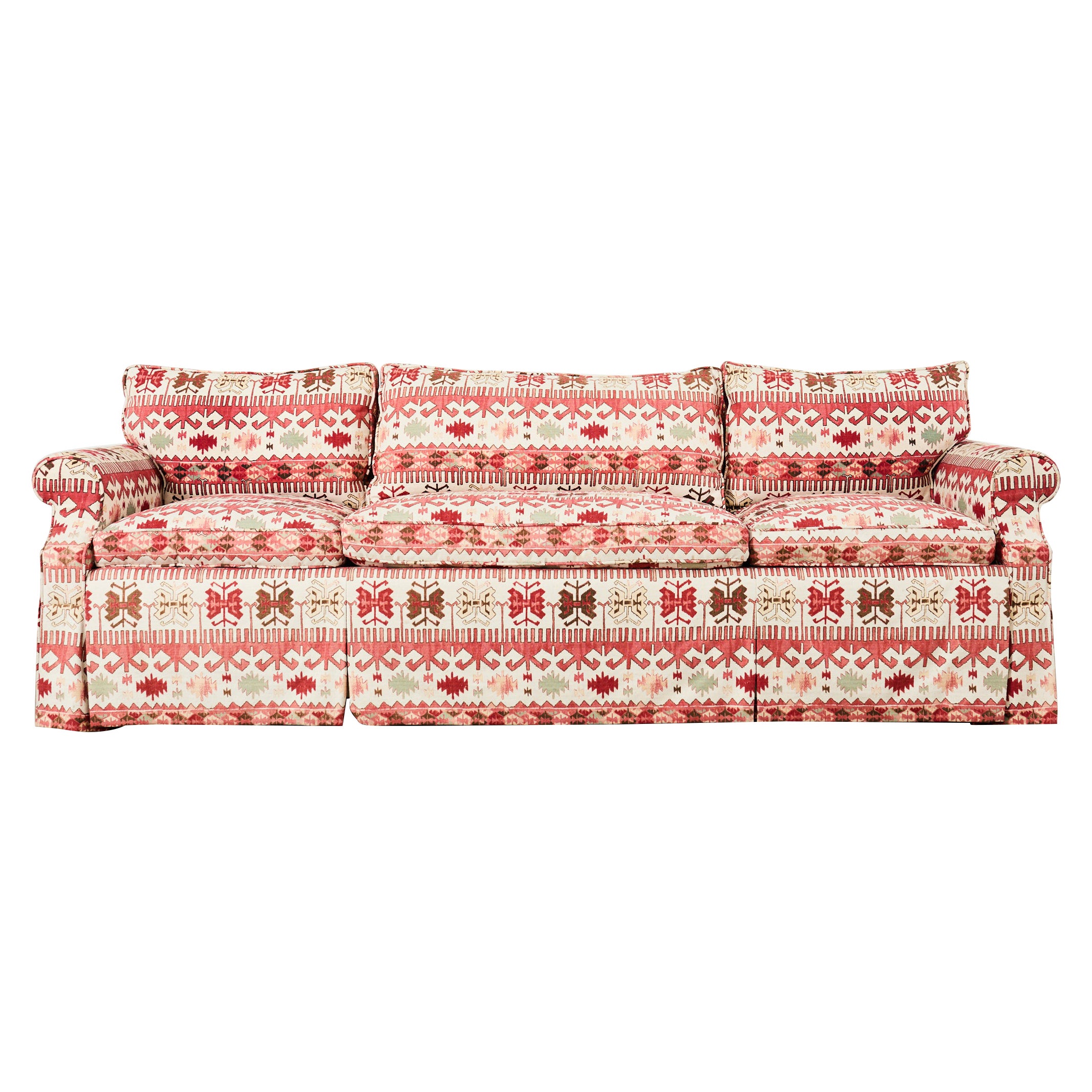 Englisches gepolstertes Sofa im George Smith-Stil aus Kelim-Design im Angebot