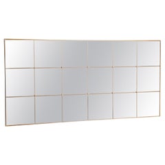 Customizable Style Panelled Bronze Mirror Brass Frame and Buttons 90 x 180 cm