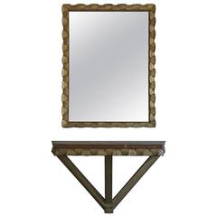 Italian Gesso Mirror and Console, 1950s