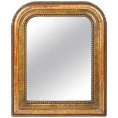 Antike 19. Jahrhundert Kleine Französisch Worn Blattgold vergoldet Louis Philippe Mirror