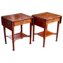 Pair of 19th Century Antique English Pembroke Side Tables in Mahogany