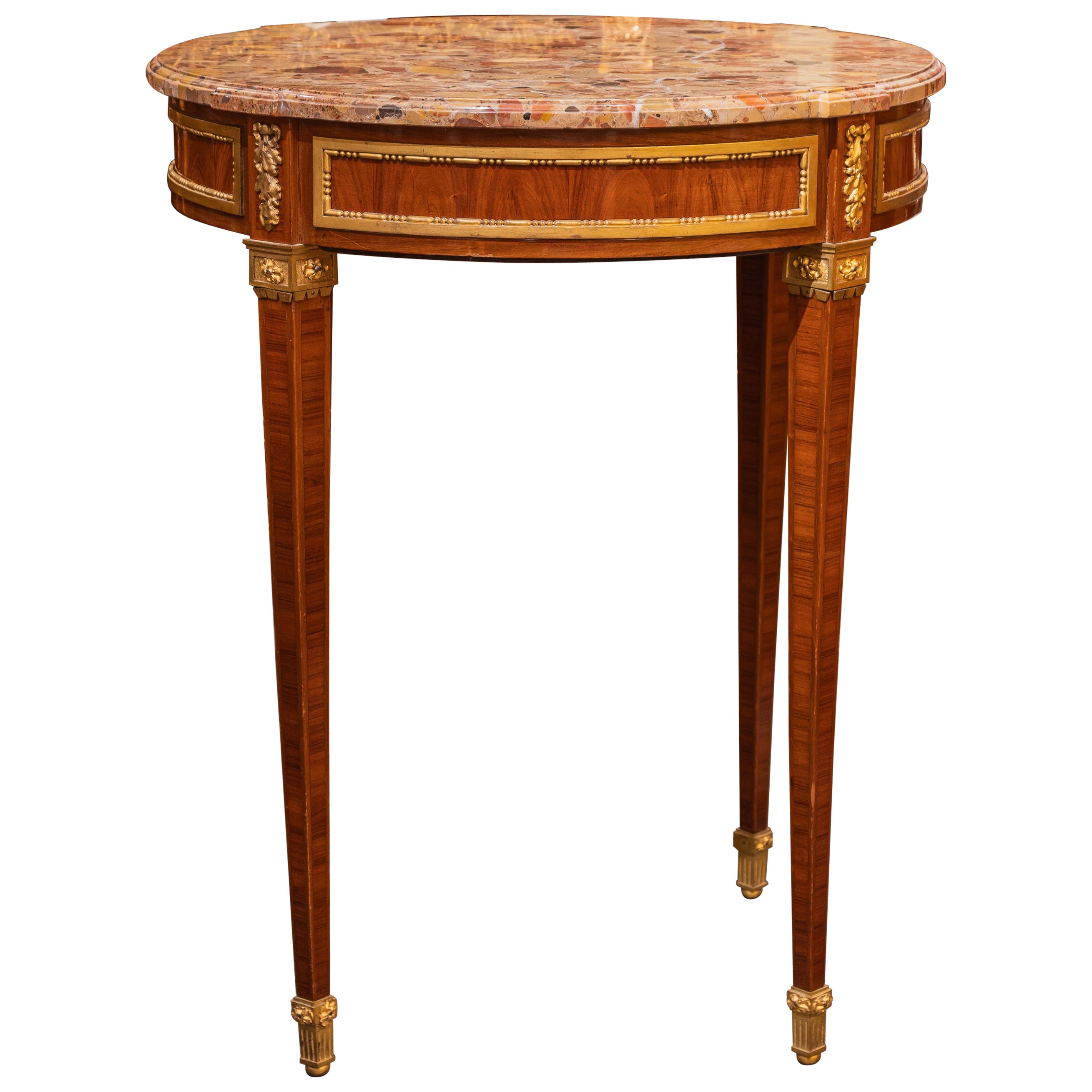 A fine 19th century French Louis XVI mahogany and gilt bronze mounted gueridon  For Sale