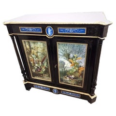 An Exceptional Napoleon III Cabinet with Large Hand Painted Sevres Plaques. 