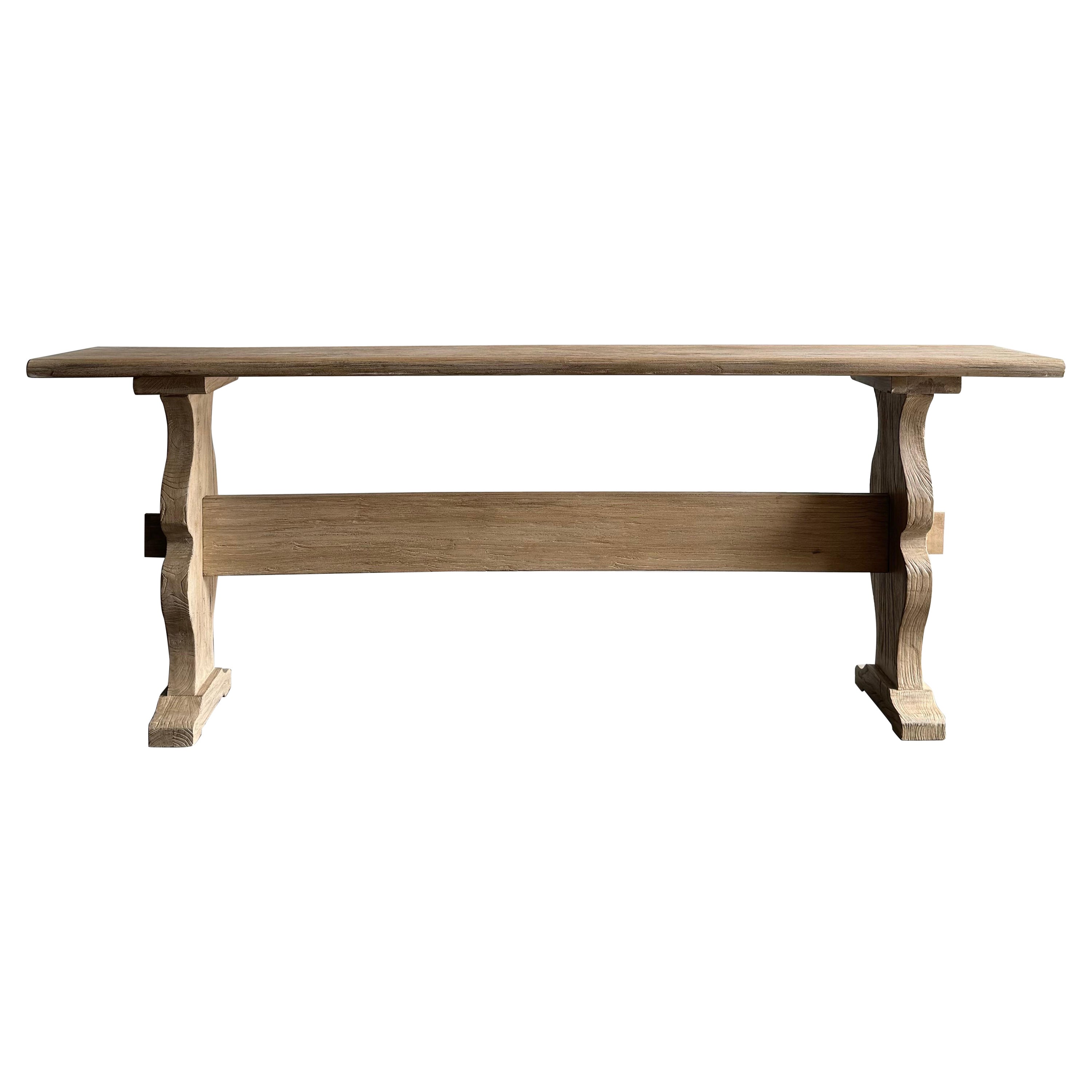 Amber reclaimed elm wood console table For Sale