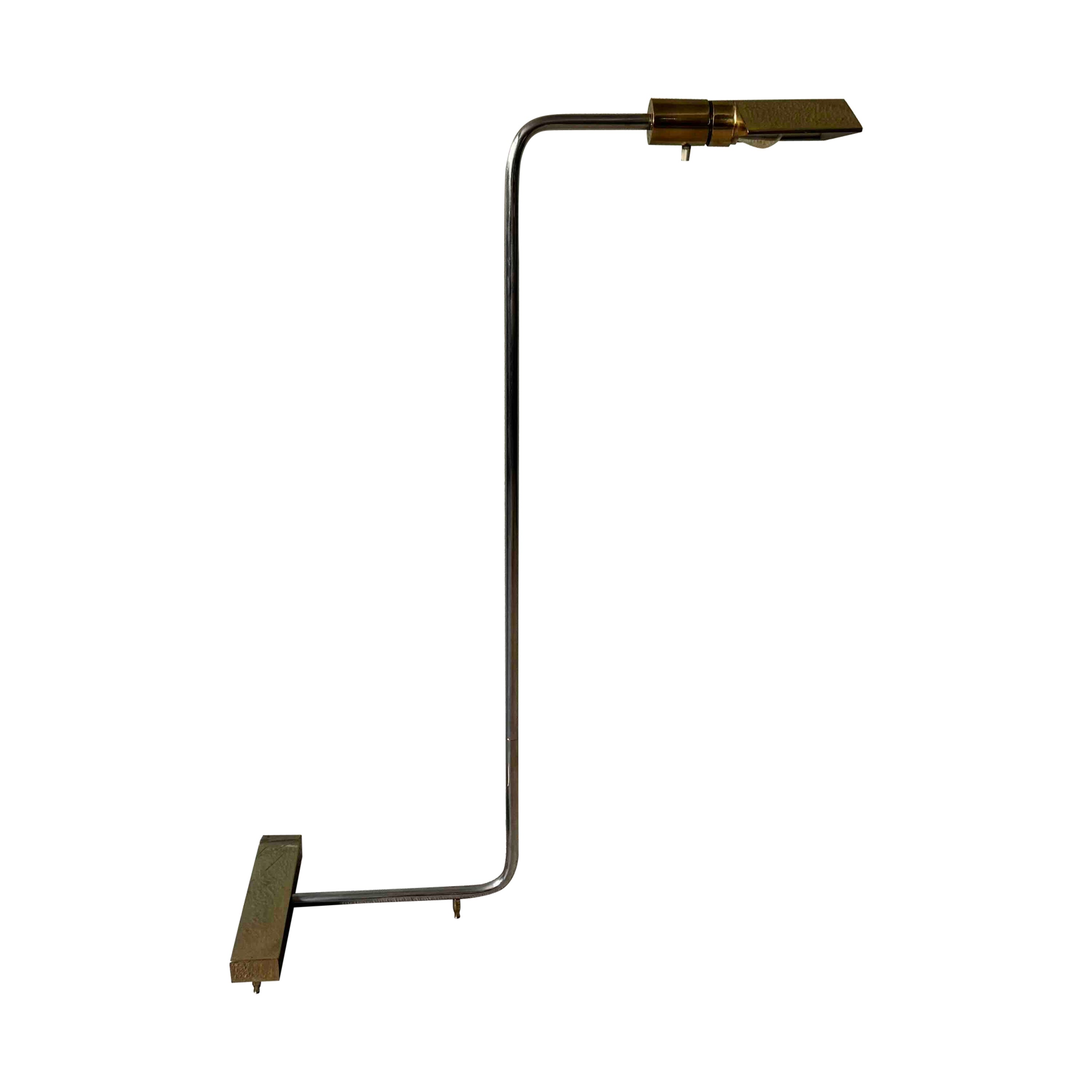 Brass and Chrome Floor Lamp in the style of Cedric Hartman, 1970's For Sale