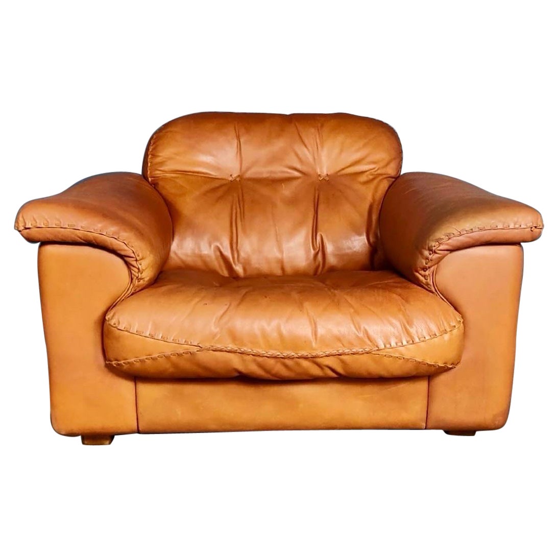 De Sede DS-101 Reclining Armchair Lounge Tan Brown Leather Mid Century Vintage