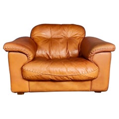 De Sede DS-101 Reclining Armchair Lounge Tan Brown Leather Mid Century Vintage