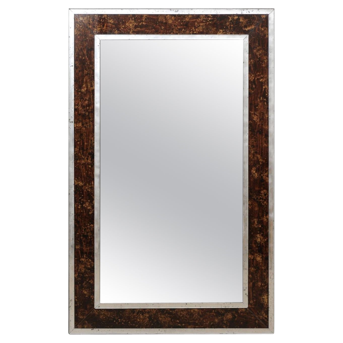 Artisan 5 Ft. Großer Spiegel mit Eglomisé-Umrandung in Schildpatt - kann individuell gestaltet werden! im Angebot