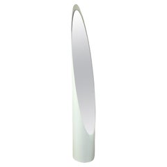 Vintage Oval Floor Mirror 'Lipstick' or 'Unghia' in Glossy White, 1970s