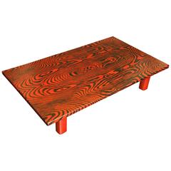 Unusual Red and Black Faux Bois Lacquer Low Table