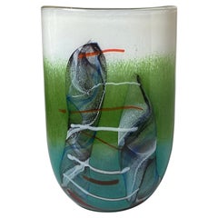 Vase en verre d'art de Murano Oggetti, signé R. Pell