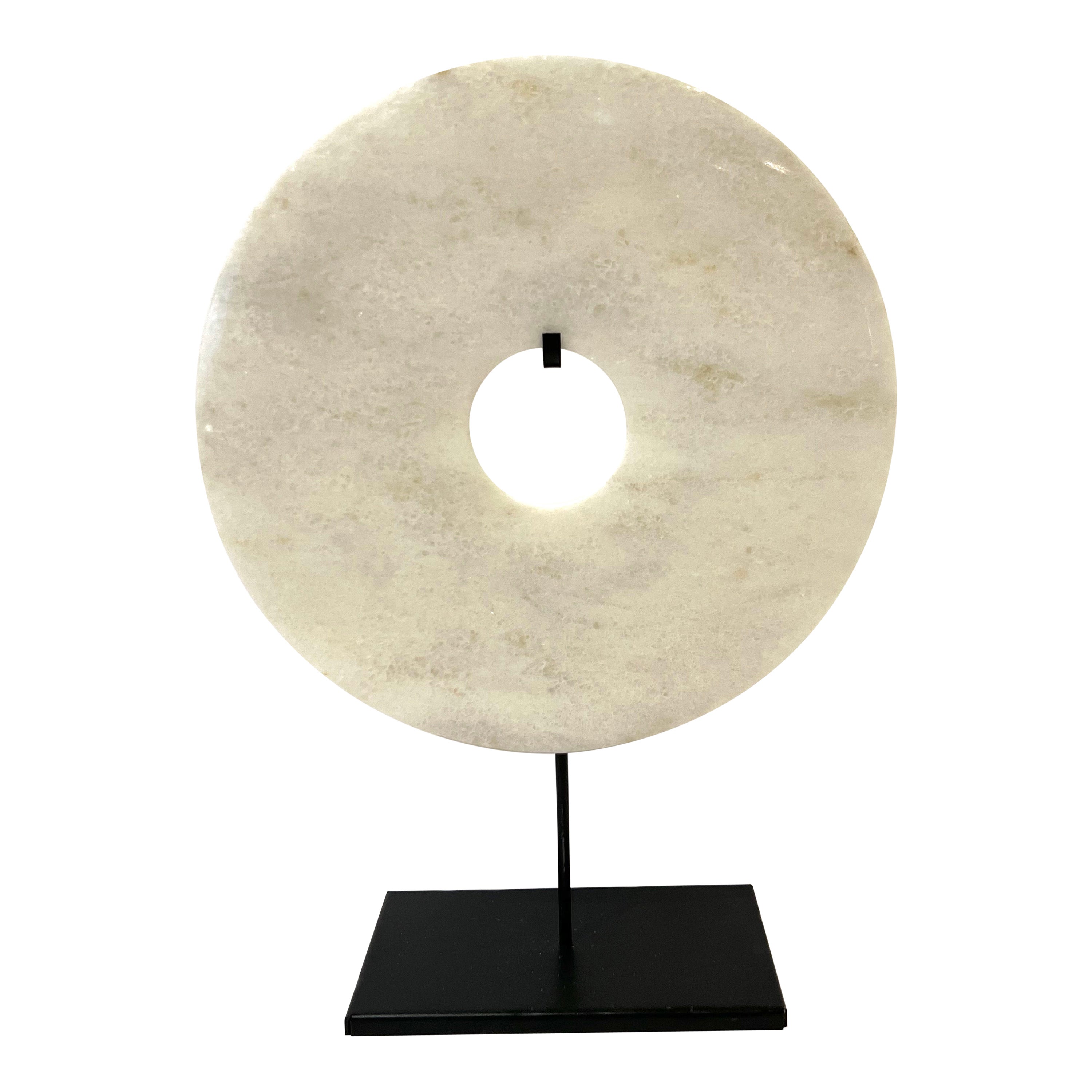 White Jade Disc Sculpture, China, Contemporary For Sale