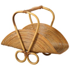 Vintage Italian 1950's Bamboo Basket