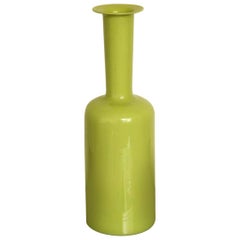 French Art Deco Apple Green Glass Vase