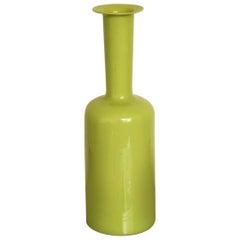 Antique French Art Deco Apple Green Glass Vase