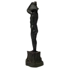 Vintage Art Deco Patinated Female Nude Bronze, Heinrich Faltermeir, Germany