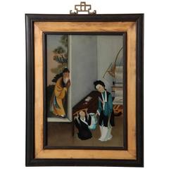 Late 19th Century Chinese Export Reverse Glass Painting