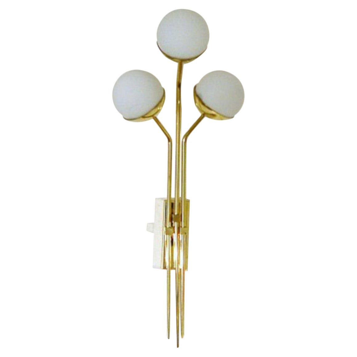 Italian Modern Brass and Opaline Glass Sconce by Fabio Ltd For Sale