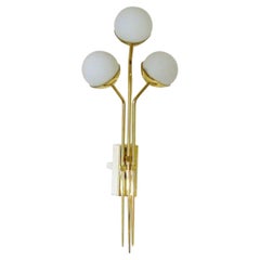 Italian Modern Brass and Opaline Glass Sconce by Fabio Ltd