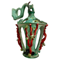 Vintage 1940's Sea Life Maiolica Illuminated Lantern by C.A.S. Vietri Italy