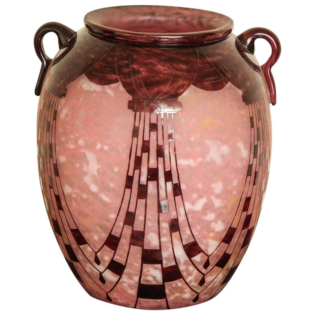 Art Deco Charder Le Verre Francais Cameo Glass Vase