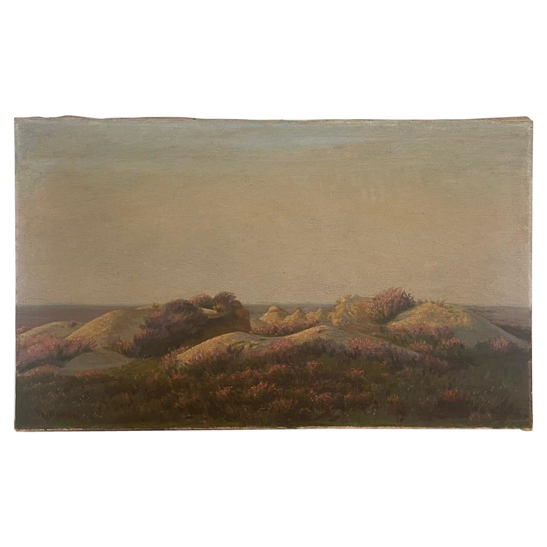 Vieille peinture originale de paysage scénique, probablement française.