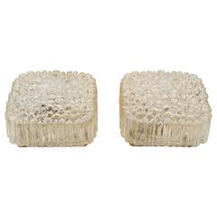 Pair of Amber Tone Limburg Square Flush Mounts