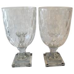 Pair of Regency Cut-Glass Hurricanes