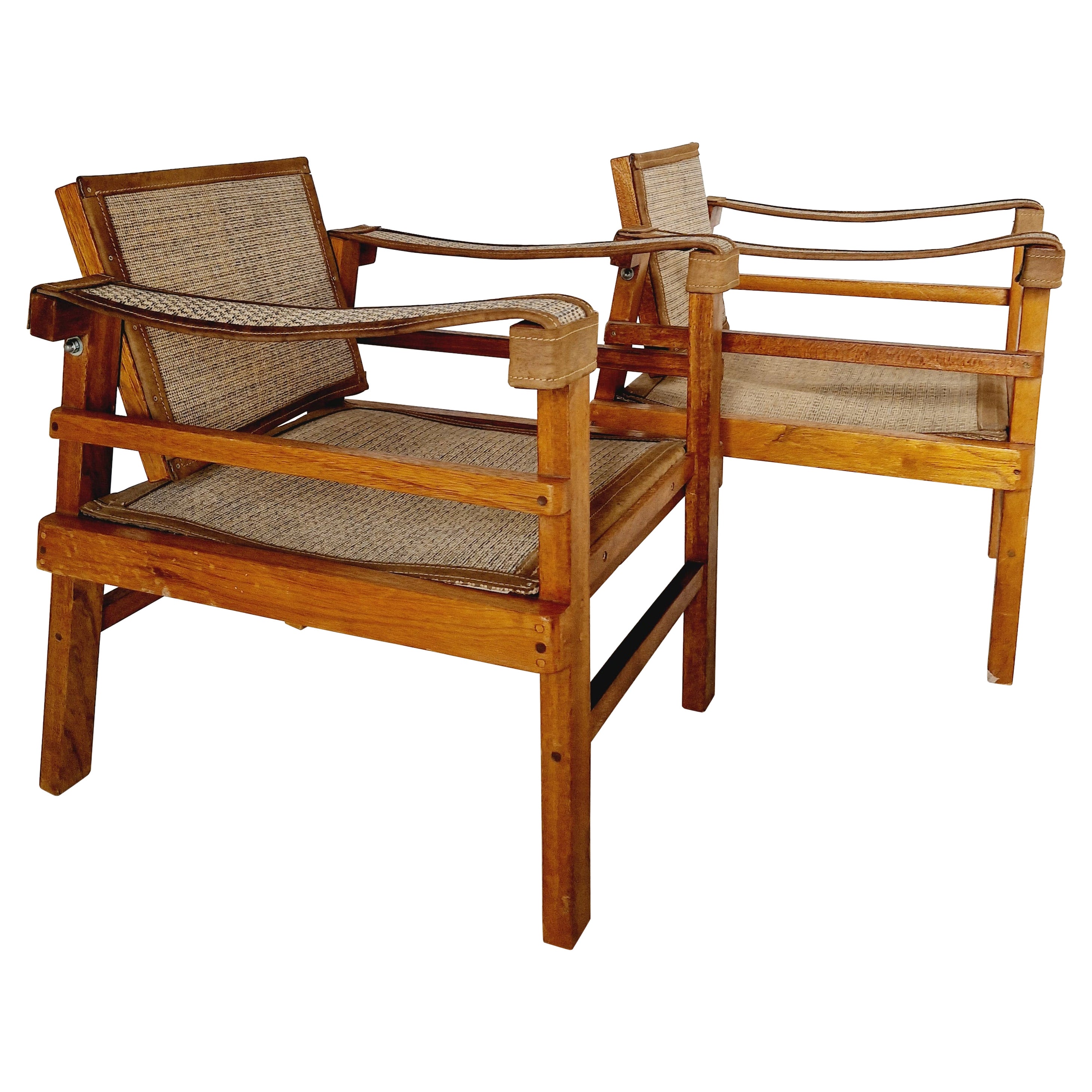 Pair of Vintage Teak Plantation Armchairs Circa 1970 For Sale