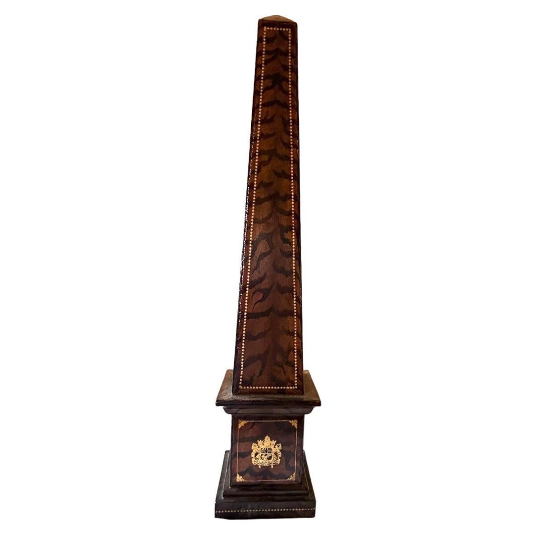 Vintage Maitland Smith Classic Tooled Leather Obelisk For Sale