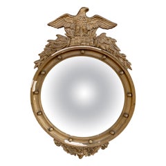 Vintage American Federal Giltwood Eagle Bullseye Convex Mirror
