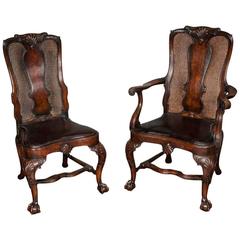 14 Queen Anne Style Walnut Dining Chairs