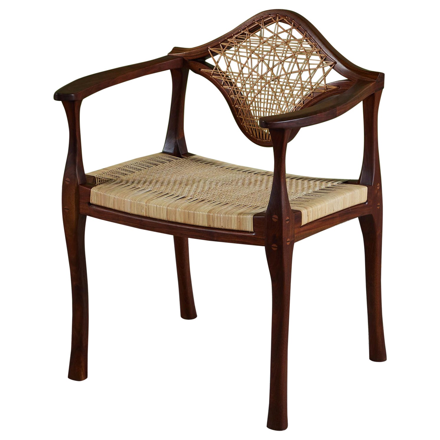 Studio Craft Walnut Armchair with Cane For Sale