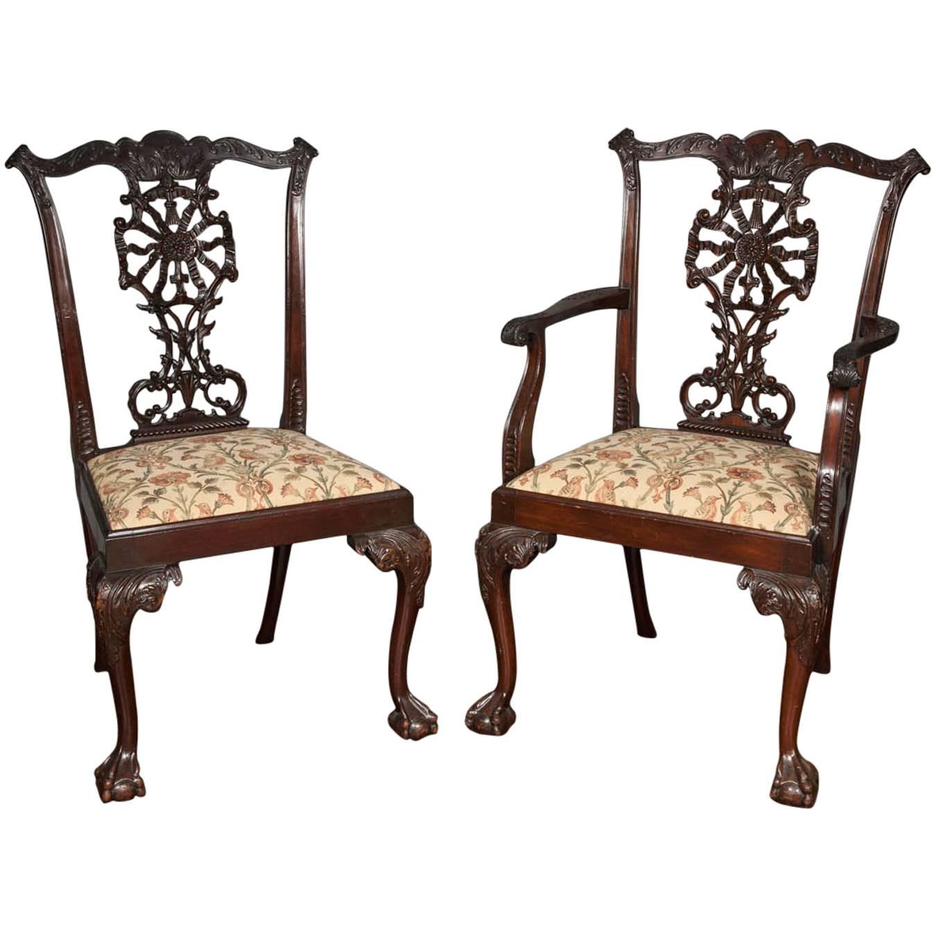 12 Chippendale Style Dining Chairs