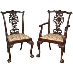 Antique 12 Chippendale Style Dining Chairs