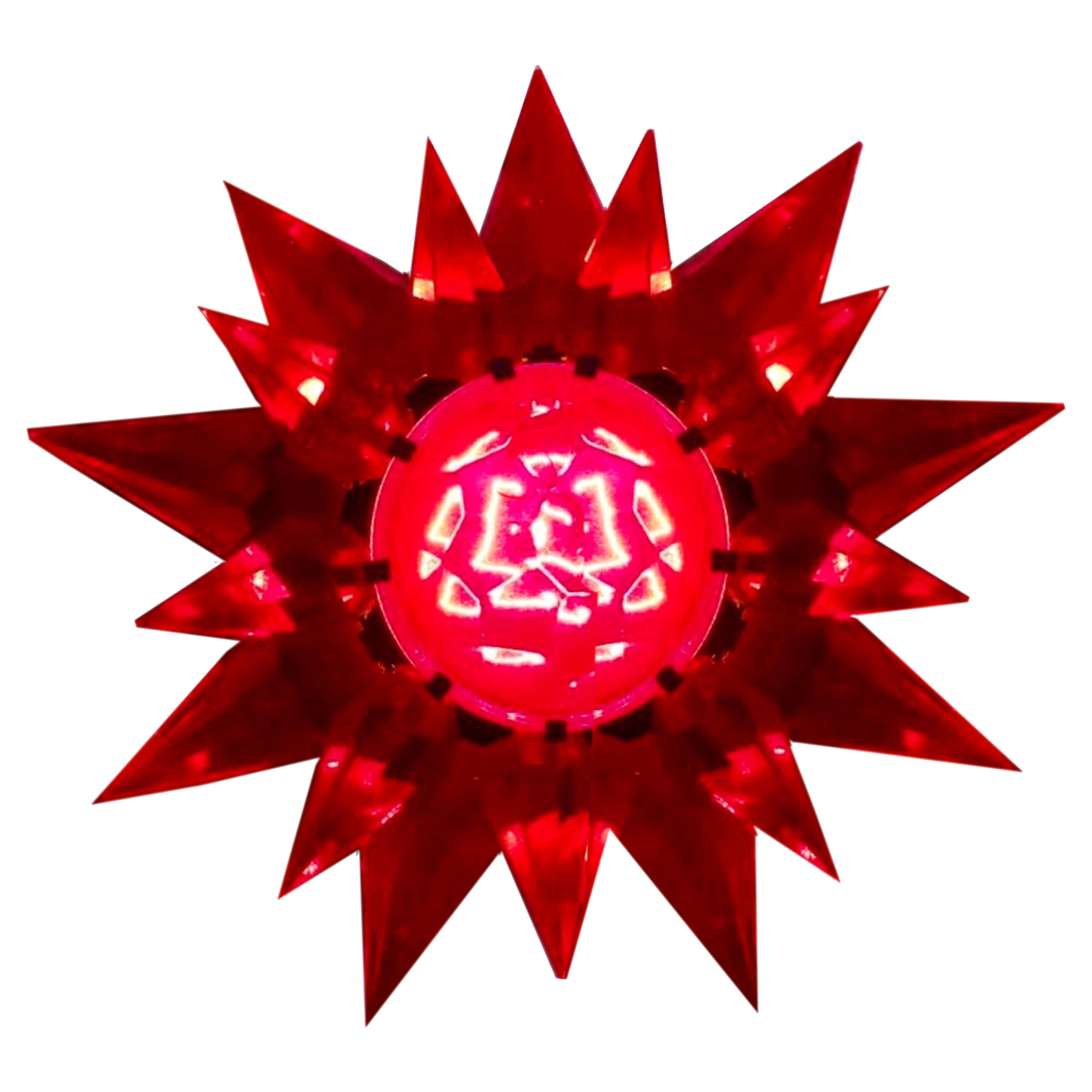Matchless Wonder Star #910 Doppelreihige rote Kristall Holiday C-9 Glühbirne, USA, 1930er Jahre