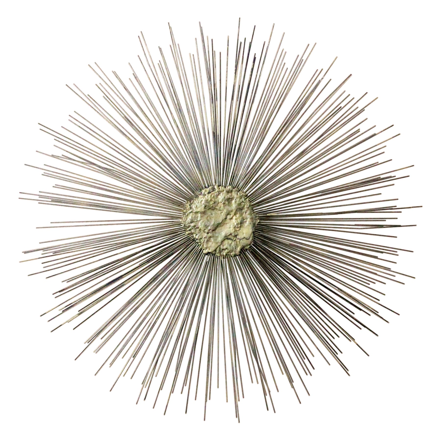 Mid Century Brutalist Starburst Sunburst Wandkunst. Schmelzstahl Curtis Jere Ära