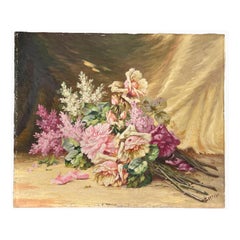 LouislarTIGAU - Bouquet de Fleurs, Huile sur Toile - XIXe siècle