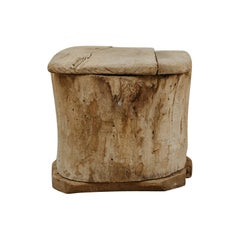19th century dug out log basket/stool ... 