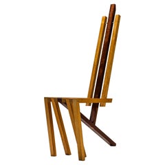 Postmodern High Back Side Chair In Oak And Teak, Netherlands 1980's